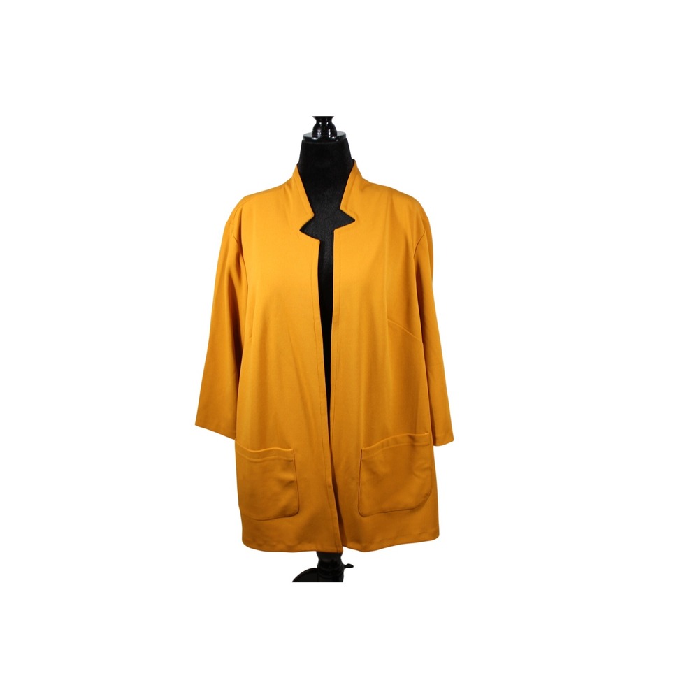NYCC New York Clothing Co Mustard Yellow Open Front Blazer Jacket Womens 3X